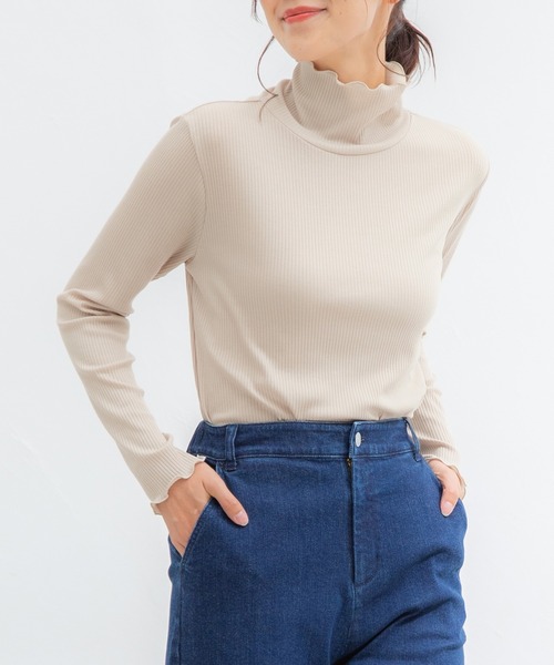 Honeys（ハニーズ）の「メロータートルネック（Tシャツ/カットソー・レディース・ブラック/ネイビー/アイボリー/ブラウン/ベージュ/サックスブルー/ライトグリーン/ピンク・S/L/M/LL）」の4枚目の写真