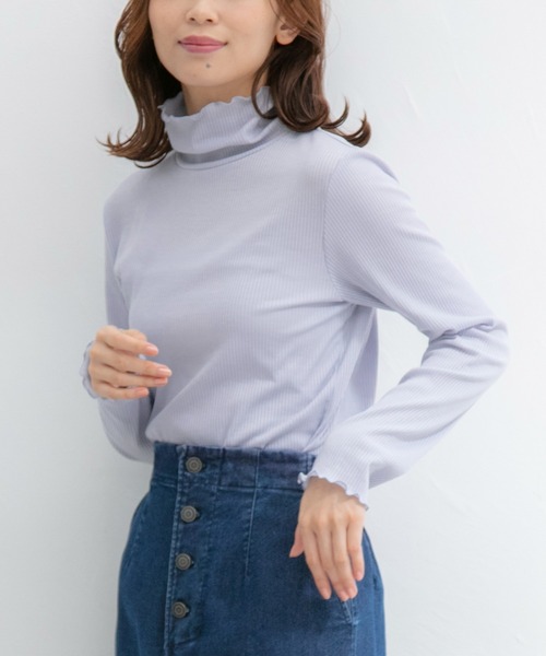 Honeys（ハニーズ）の「メロータートルネック（Tシャツ/カットソー・レディース・ブラック/ネイビー/アイボリー/ブラウン/ベージュ/サックスブルー/ライトグリーン/ピンク・S/L/M/LL）」の7枚目の写真