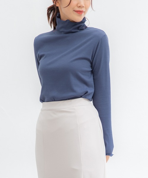 Honeys（ハニーズ）の「メロータートルネック（Tシャツ/カットソー・レディース・ブラック/ネイビー/アイボリー/ブラウン/ベージュ/サックスブルー/ライトグリーン/ピンク・S/L/M/LL）」の13枚目の写真