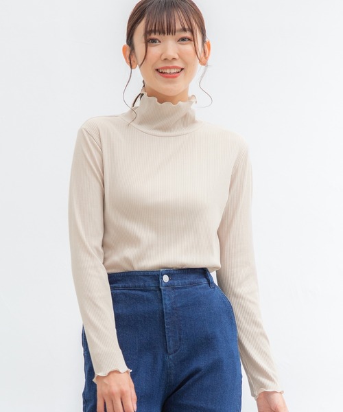 Honeys（ハニーズ）の「メロータートルネック（Tシャツ/カットソー・レディース・ブラック/ネイビー/アイボリー/ブラウン/ベージュ/サックスブルー/ライトグリーン/ピンク・S/L/M/LL）」の19枚目の写真