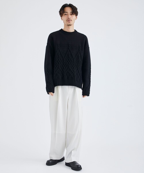 city（シティ）の「DESIGN ALAN KNIT PO/アランケーブル オーバーニット（ニット/セーター・メンズ・ブラック/オフホワイト・1/2）」の15枚目の写真