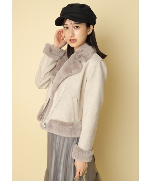 Rirandture リランドチュール   フェイクファーライダースジャケット リランドチュール】フェイクファーライダースジャケット - メルカリ