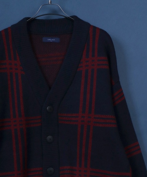 ANPAS（アンパス）の「Plaid＆Argyle Pattern Knit Cardigan/チェック＆アーガイル ルーズニットカーディガン（カーディガン/ボレロ・メンズ・ブラック系その他/ブラウン系その他/ベージュ系その他/ブルー系その他/ブラック系その他2/ベージュ系その他2/ブルー系その他2/ブルー系その他3/ブルー系その他4/グレー系その他/ネイビー系/ネイビー系1/ホワイト系その他/グレー系その他2・M/L）」の13枚目の写真