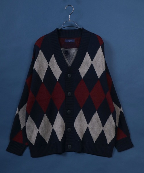 ANPAS（アンパス）の「Plaid＆Argyle Pattern Knit Cardigan/チェック＆アーガイル ルーズニットカーディガン（カーディガン/ボレロ・メンズ・ブラック系その他/ブラウン系その他/ベージュ系その他/ブルー系その他/ブラック系その他2/ベージュ系その他2/ブルー系その他2/ブルー系その他3/ブルー系その他4/グレー系その他/ネイビー系/ネイビー系1/ホワイト系その他/グレー系その他2・M/L）」の14枚目の写真