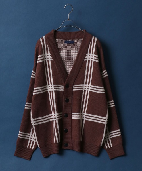 ANPAS（アンパス）の「Plaid＆Argyle Pattern Knit Cardigan/チェック＆アーガイル ルーズニットカーディガン（カーディガン/ボレロ・メンズ・ブラック系その他/ブラウン系その他/ベージュ系その他/ブルー系その他/ブラック系その他2/ベージュ系その他2/ブルー系その他2/ブルー系その他3/ブルー系その他4/グレー系その他/ネイビー系/ネイビー系1/ホワイト系その他/グレー系その他2・M/L）」の6枚目の写真