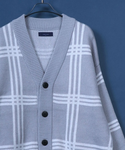 ANPAS（アンパス）の「Plaid＆Argyle Pattern Knit Cardigan/チェック＆アーガイル ルーズニットカーディガン（カーディガン/ボレロ・メンズ・ブラック系その他/ブラウン系その他/ベージュ系その他/ブルー系その他/ブラック系その他2/ベージュ系その他2/ブルー系その他2/ブルー系その他3/ブルー系その他4/グレー系その他/ネイビー系/ネイビー系1/ホワイト系その他/グレー系その他2・M/L）」の5枚目の写真