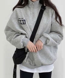 Dalfwin | 【裏起毛あり･なし】2022 AW 秋冬 韓国ファッション スウェット レディース　1978刺繍ハーフジップスウェット トレーナー オーバーサイズ ビックシルエット ワンポイント(スウェット)