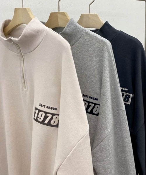 Dalfwin（ダールフィン）の「韓国ファッション1978刺繍ハーフジップ長袖オーバーサイズ裏起毛＆起毛なしスウェット（スウェット・レディース・チャコールグレー/ベージュ/グレー/グレー系その他/ベージュ系その他/グレー系その他2・FREE）」の10枚目の写真