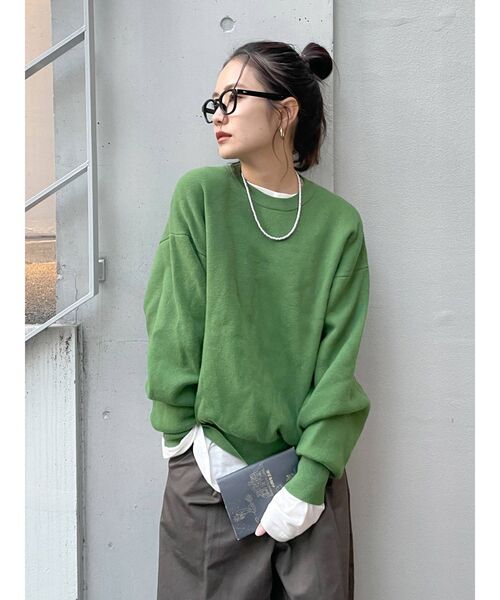 カシミヤ混スムース編みルーズニット