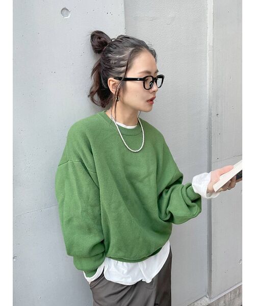 カシミヤ混スムース編みルーズニット