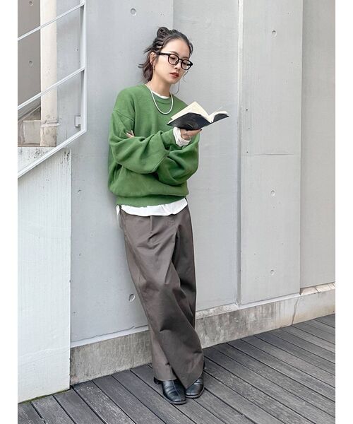 カシミヤ混スムース編みルーズニット