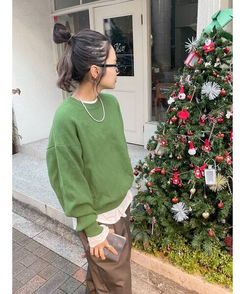 カシミヤ混スムース編みルーズニット