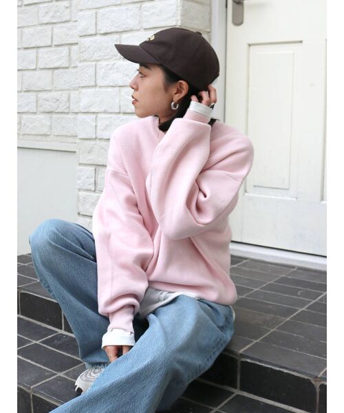 カシミヤ混スムース編みルーズニット