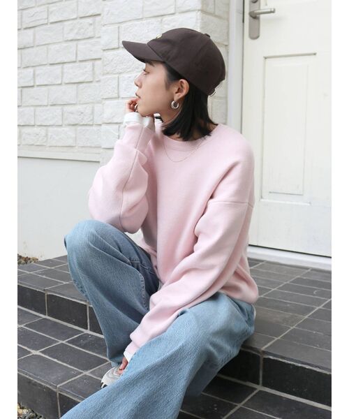 カシミヤ混スムース編みルーズニット