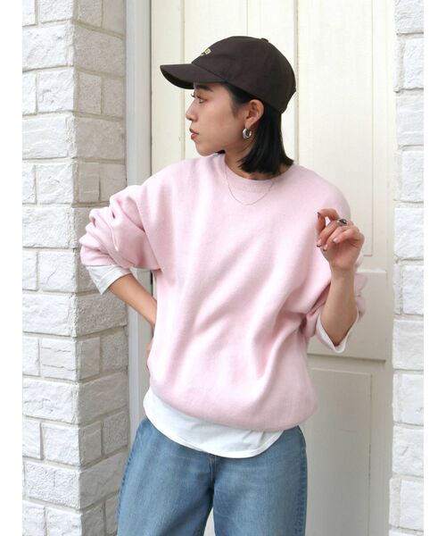 カシミヤ混スムース編みルーズニット