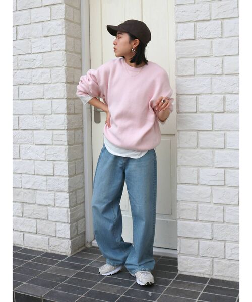 カシミヤ混スムース編みルーズニット