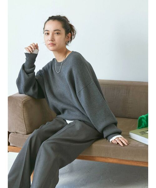 カシミヤ混スムース編みルーズニット