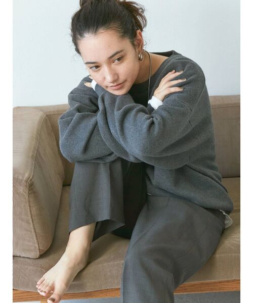 カシミヤ混スムース編みルーズニット