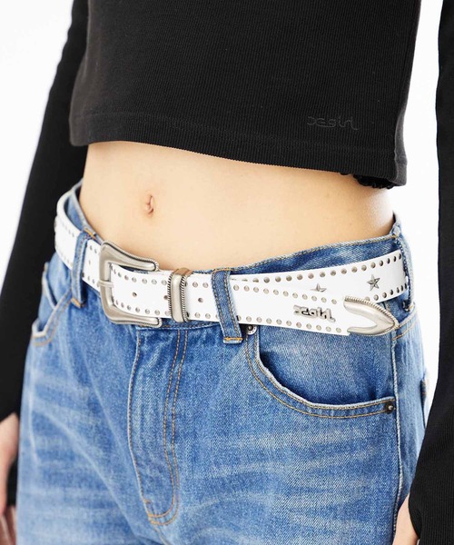 X-girl（エックスガール）の「STAR STUDDED BELT（ベルト・レディース・ブラック/ホワイト・ONE SIZE）」の4枚目の写真