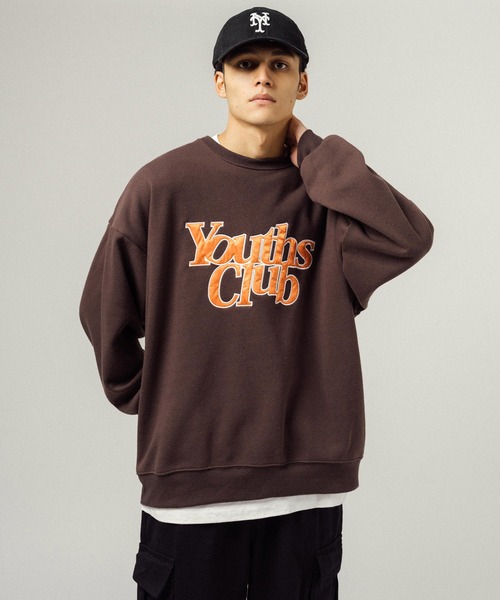 Ressaca（レサーカ）の「オーバーサイズ サテンロゴ刺繍 クルーネックスウェットトレーナー（スウェット・メンズ・グリーン/ブラウン/レッド/グレー/ブルー/アッシュグレー/ブラック・XL/L/M）」の14枚目の写真