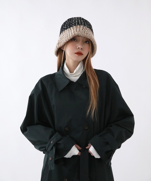 UNE MANSION（ユヌマンション）の「ツーカラー配色ニットハット（ニットキャップ/ビーニー・レディース・グリーン/グレー/ブラウン/ベージュ・ONE SIZE）」の14枚目の写真