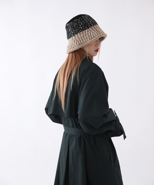 UNE MANSION（ユヌマンション）の「ツーカラー配色ニットハット（ニットキャップ/ビーニー・レディース・グリーン/グレー/ブラウン/ベージュ・ONE SIZE）」の16枚目の写真