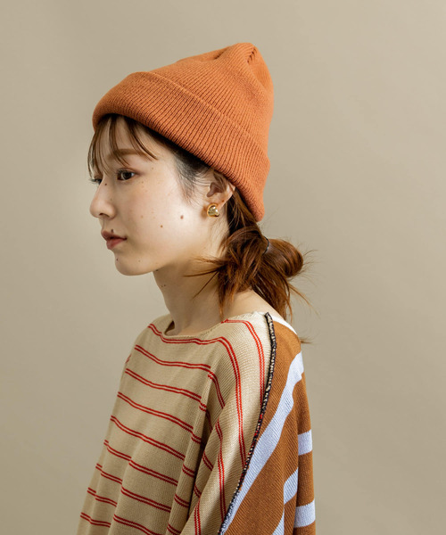 SMELLY(スメリー)の「ニットワッチキャップ(ニットキャップ/ビーニー・レディース・ベージュ/ブラック/チャコールグレー/オレンジ・-)」の12枚目の写真