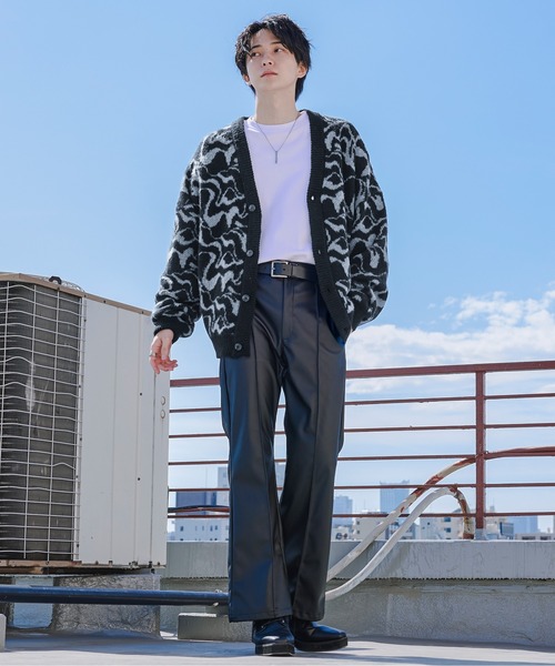 Ellno Loset（エルノロゼット）の「モヘアタッチジャガードカーディガン（カーディガン/ボレロ・メンズ・ブラック/ブルー・MEDIUM/LARGE）」の10枚目の写真