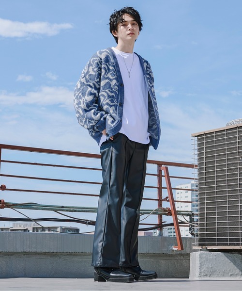 Ellno Loset（エルノロゼット）の「モヘアタッチジャガードカーディガン（カーディガン/ボレロ・メンズ・ブラック/ブルー・MEDIUM/LARGE）」の14枚目の写真