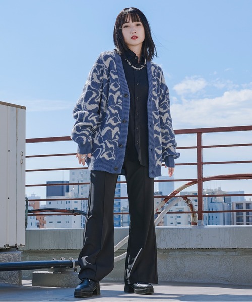 Ellno Loset（エルノロゼット）の「モヘアタッチジャガードカーディガン（カーディガン/ボレロ・メンズ・ブラック/ブルー・MEDIUM/LARGE）」の17枚目の写真