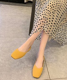 スクエアフラットパンプス