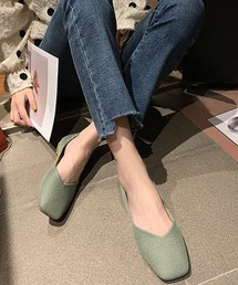 スクエアフラットパンプス
