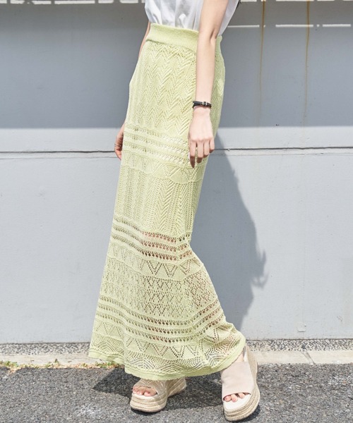 OLUPIC(オルピック)の「OLUPIC/【WEB限定】クロシェロングスカート(スカート・レディース・グリーン系その他/アイボリー/ベージュ/ブラウン・FREE)」の4枚目の写真