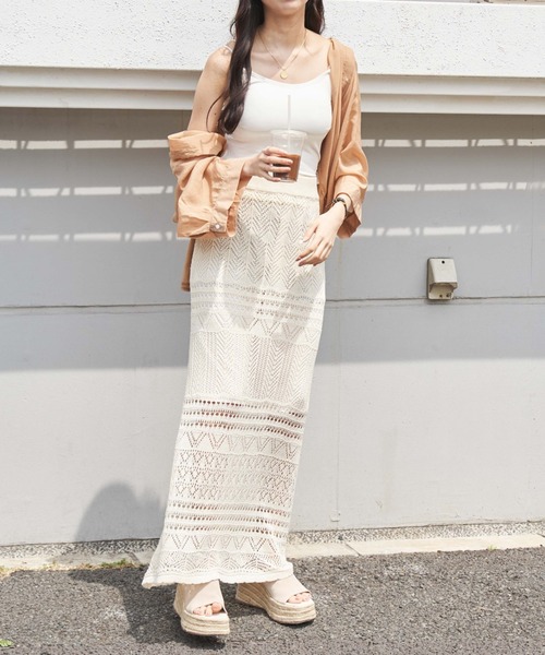 OLUPIC(オルピック)の「OLUPIC/【WEB限定】クロシェロングスカート(スカート・レディース・グリーン系その他/アイボリー/ベージュ/ブラウン・FREE)」の7枚目の写真