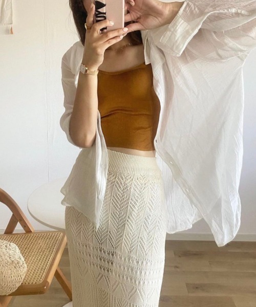 OLUPIC(オルピック)の「OLUPIC/【WEB限定】クロシェロングスカート(スカート・レディース・グリーン系その他/アイボリー/ベージュ/ブラウン・FREE)」の6枚目の写真