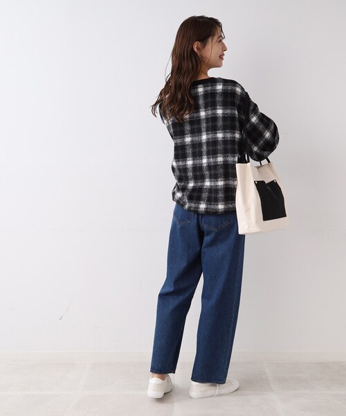 SHOO・LA・RUE（シューラルー）の「◆チェック柄ボリュームトップス（Tシャツ/カットソー・レディース・ブラック系1/ダークブラウン系1・00）」の9枚目の写真