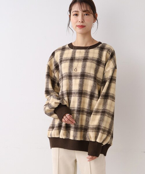 SHOO・LA・RUE（シューラルー）の「◆チェック柄ボリュームトップス（Tシャツ/カットソー・レディース・ブラック系1/ダークブラウン系1・00）」の14枚目の写真