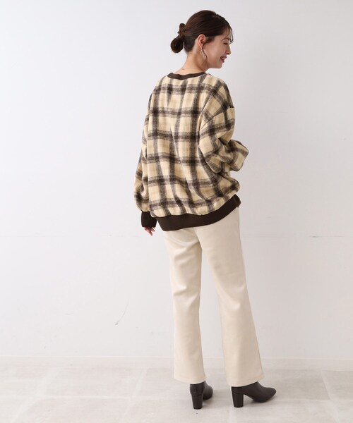 SHOO・LA・RUE（シューラルー）の「◆チェック柄ボリュームトップス（Tシャツ/カットソー・レディース・ブラック系1/ダークブラウン系1・00）」の7枚目の写真