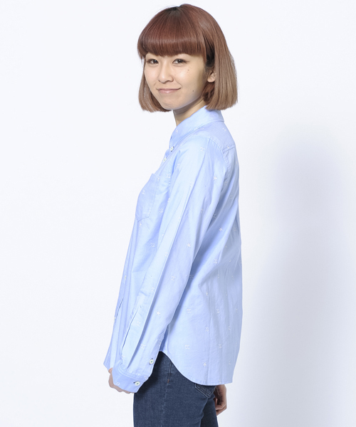 X-girl（エックスガール）の「EMBROIDERED OX SHIRT（シャツ/ブラウス・レディース・ホワイト/ライトパープル/ライトブルー・1/2）」の10枚目の写真