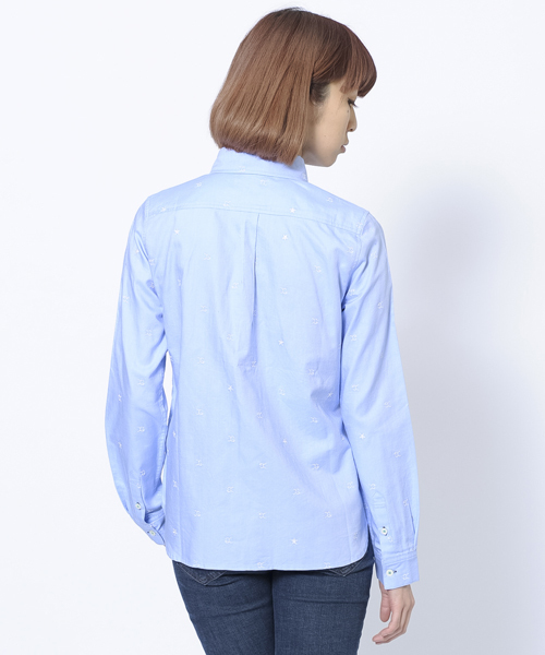 X-girl（エックスガール）の「EMBROIDERED OX SHIRT（シャツ/ブラウス・レディース・ホワイト/ライトパープル/ライトブルー・1/2）」の11枚目の写真