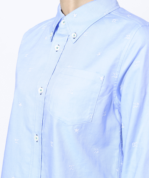 X-girl（エックスガール）の「EMBROIDERED OX SHIRT（シャツ/ブラウス・レディース・ホワイト/ライトパープル/ライトブルー・1/2）」の4枚目の写真