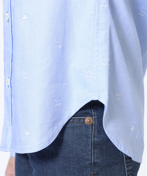 X-girl（エックスガール）の「EMBROIDERED OX SHIRT（シャツ/ブラウス・レディース・ホワイト/ライトパープル/ライトブルー・1/2）」の6枚目の写真