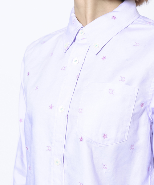 X-girl（エックスガール）の「EMBROIDERED OX SHIRT（シャツ/ブラウス・レディース・ホワイト/ライトパープル/ライトブルー・1/2）」の9枚目の写真