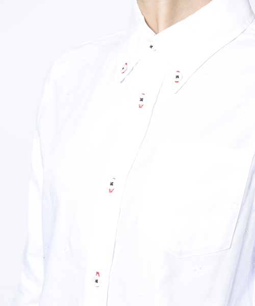 X-girl（エックスガール）の「EMBROIDERED OX SHIRT（シャツ/ブラウス・レディース・ホワイト/ライトパープル/ライトブルー・1/2）」の8枚目の写真