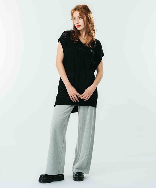 X-girl（エックスガール）の「CROCHET VEST（ベスト・レディース・オフホワイト/ブラック/ライトグリーン・ONE SIZE）」の7枚目の写真