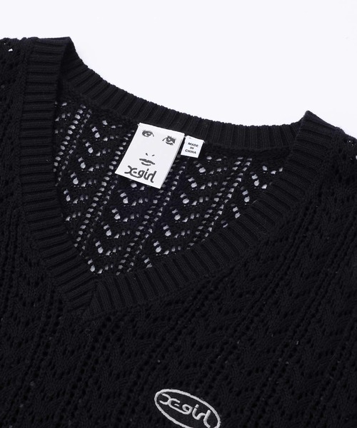X-girl（エックスガール）の「CROCHET VEST（ベスト・レディース・オフホワイト/ブラック/ライトグリーン・ONE SIZE）」の12枚目の写真