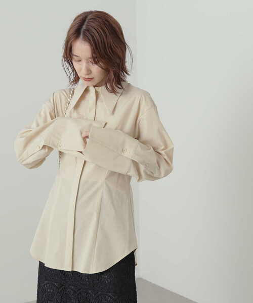 N.（N. Natural Beauty Basic）（エヌエヌナチュラルビューティーベーシック）の「◆ロングノーズチュニックシャツ（シャツ/ブラウス・レディース・ベージュ/ライラック・MEDIUM）」の16枚目の写真