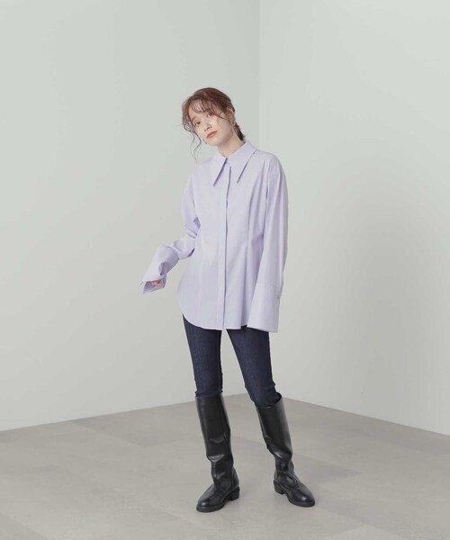 N.（N. Natural Beauty Basic）（エヌエヌナチュラルビューティーベーシック）の「◆ロングノーズチュニックシャツ（シャツ/ブラウス・レディース・ベージュ/ライラック・MEDIUM）」の18枚目の写真