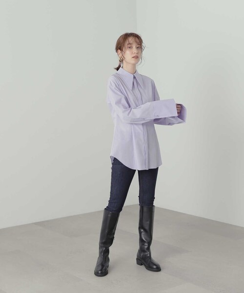 N.（N. Natural Beauty Basic）（エヌエヌナチュラルビューティーベーシック）の「◆ロングノーズチュニックシャツ（シャツ/ブラウス・レディース・ベージュ/ライラック・MEDIUM）」の19枚目の写真