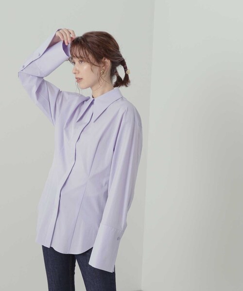 N.（N. Natural Beauty Basic）（エヌエヌナチュラルビューティーベーシック）の「◆ロングノーズチュニックシャツ（シャツ/ブラウス・レディース・ベージュ/ライラック・MEDIUM）」の20枚目の写真